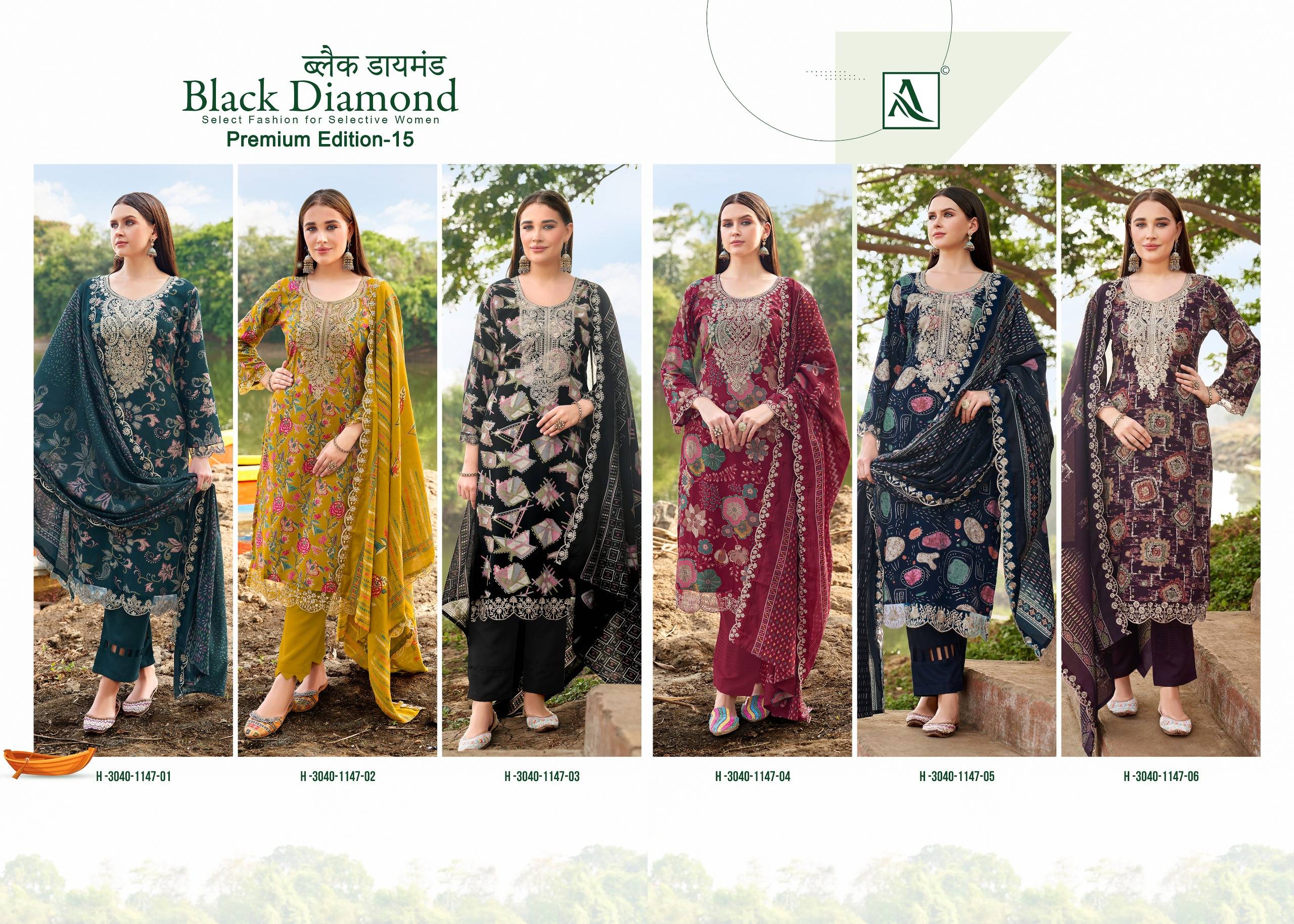 BLACK DIAMOND PREMIUIM-15 By Alok 01 To 06 Series Pakistani Stylish Beautiful Colourful Printed Pure Reyon Stitched Dresses At Wholesale Price